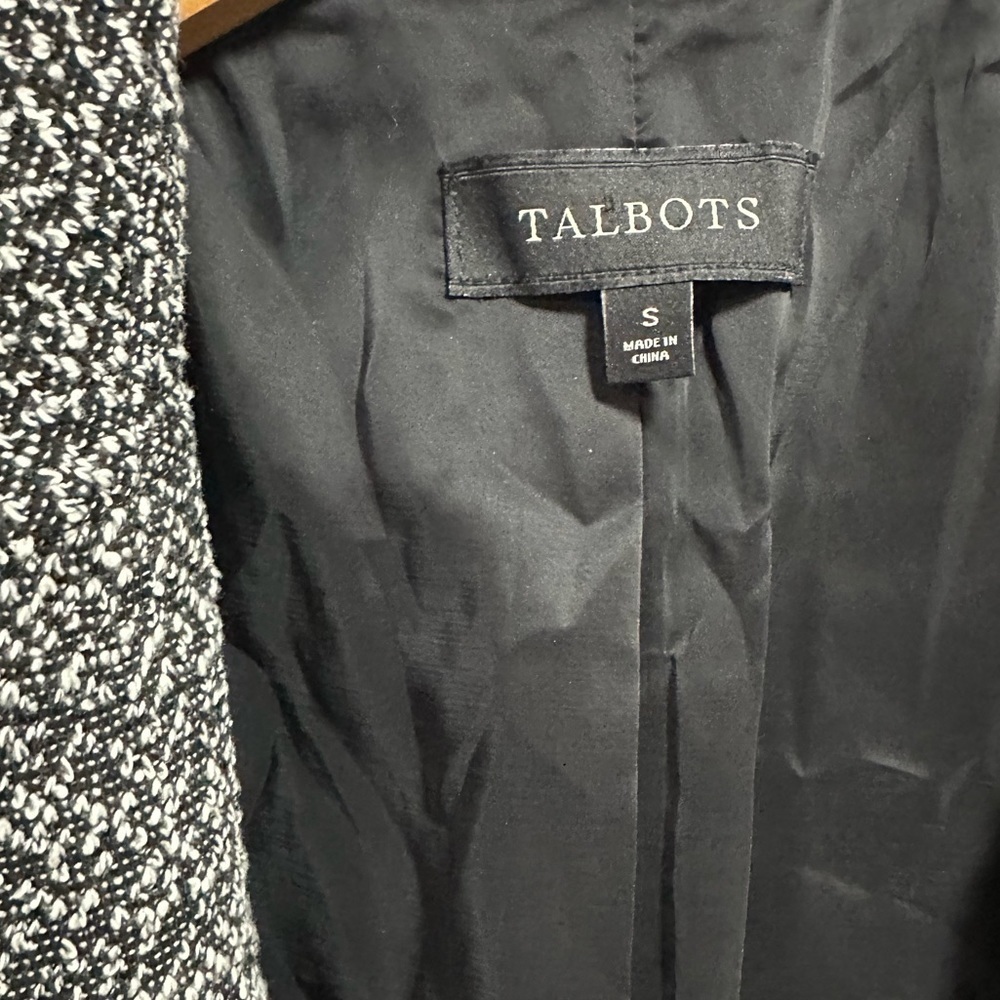 Talbots One Button Blazer Black and White Tweed Jacket - Size S - Picture 6 of 10